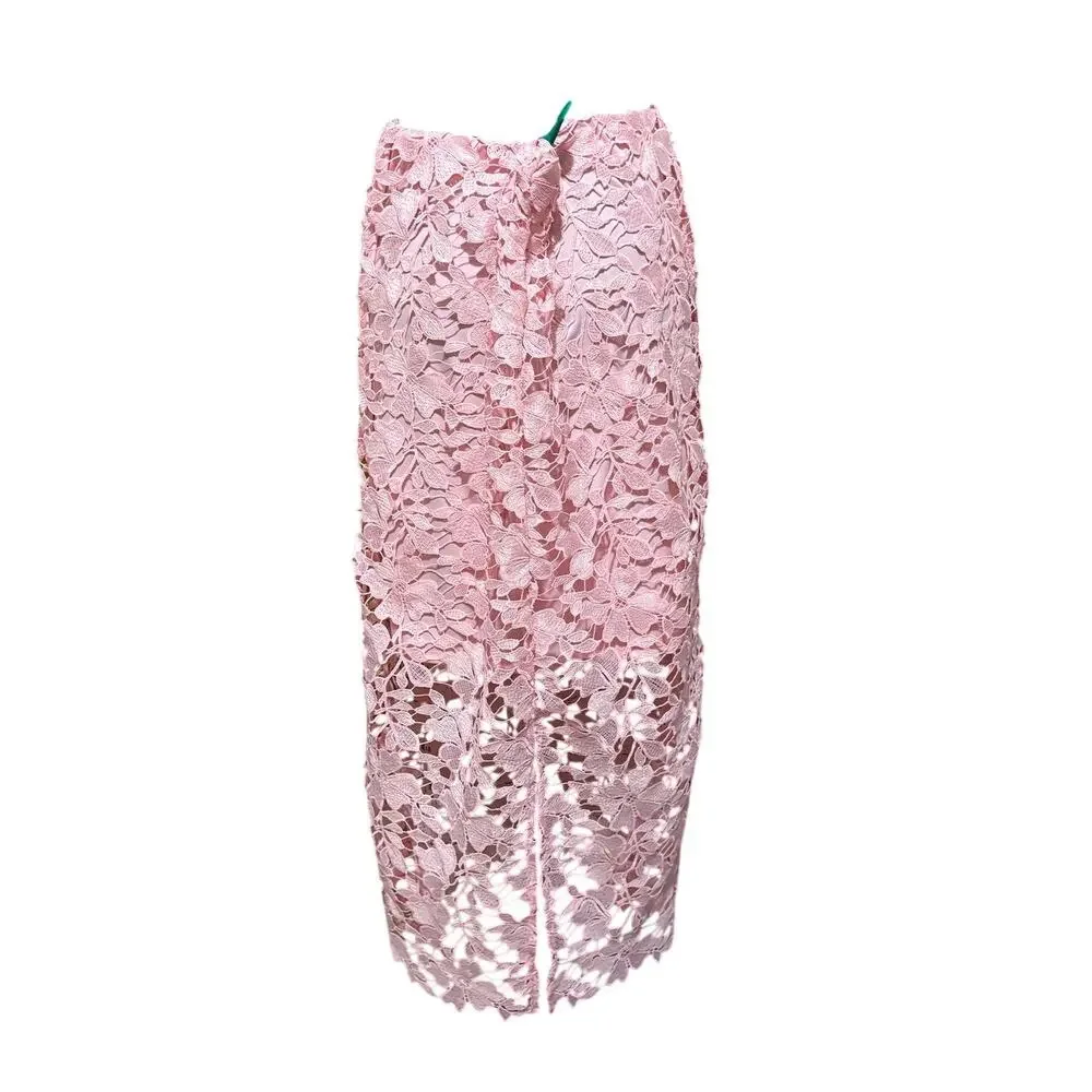 NWT‎ full lace pink midi skirt floral women's M A New Day spring summer feminine